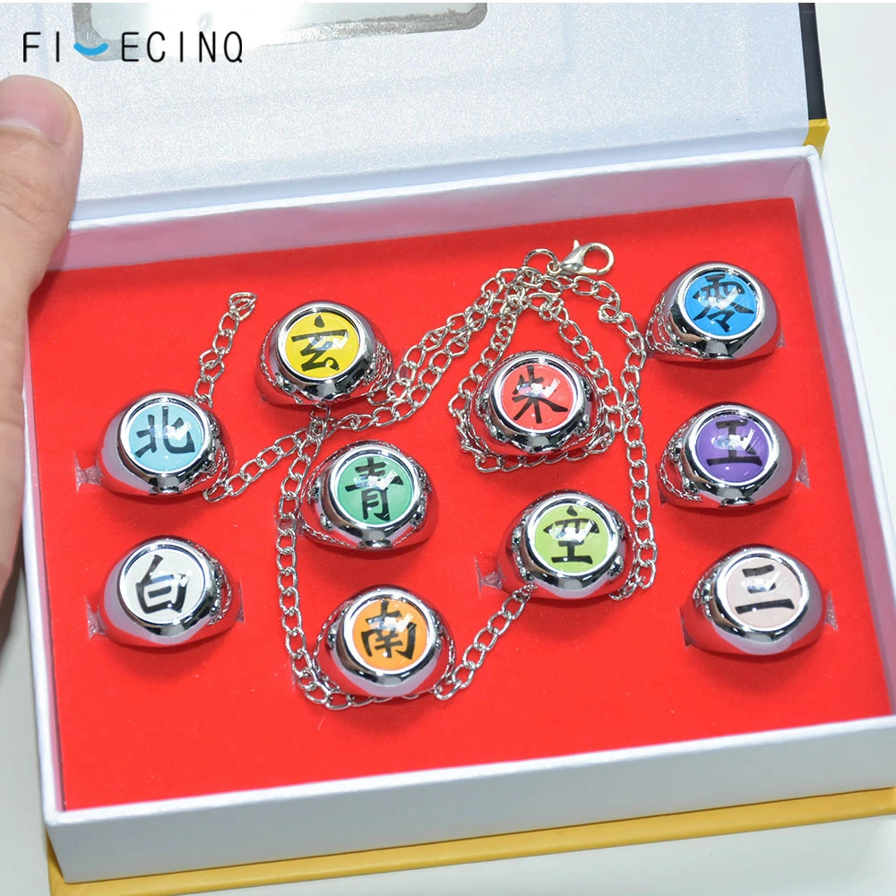 Akatsuki anillos de 10 estilos, de disfraz de Itachi, collar de dolor, amigo, caja de regalo de Bithday, colección Anime genial|Accesorios para disfraces| - AliExpress