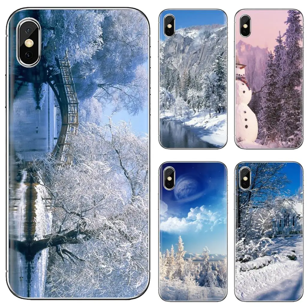 Мягкий кожаный чехол для Xiaomi Mi A1 A2 A3 5X 6X 8 9 9t Lite SE Pro Max Mix 1 2 3 2S Winter Wonderland Scenes Woods |