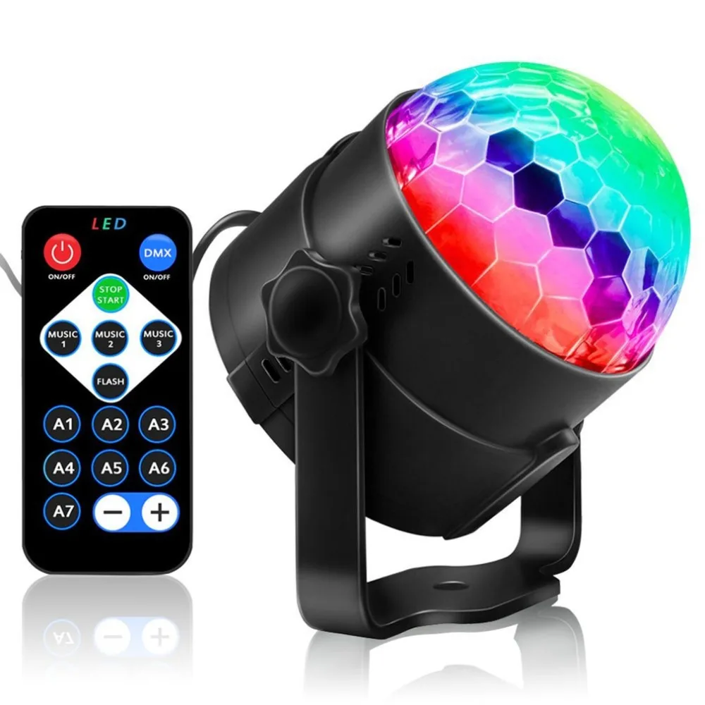 

6-Color Mini Disco Stage Crystal Magic Led Stage Ball Light Lamp With Voice Remote Voice Control Beauty