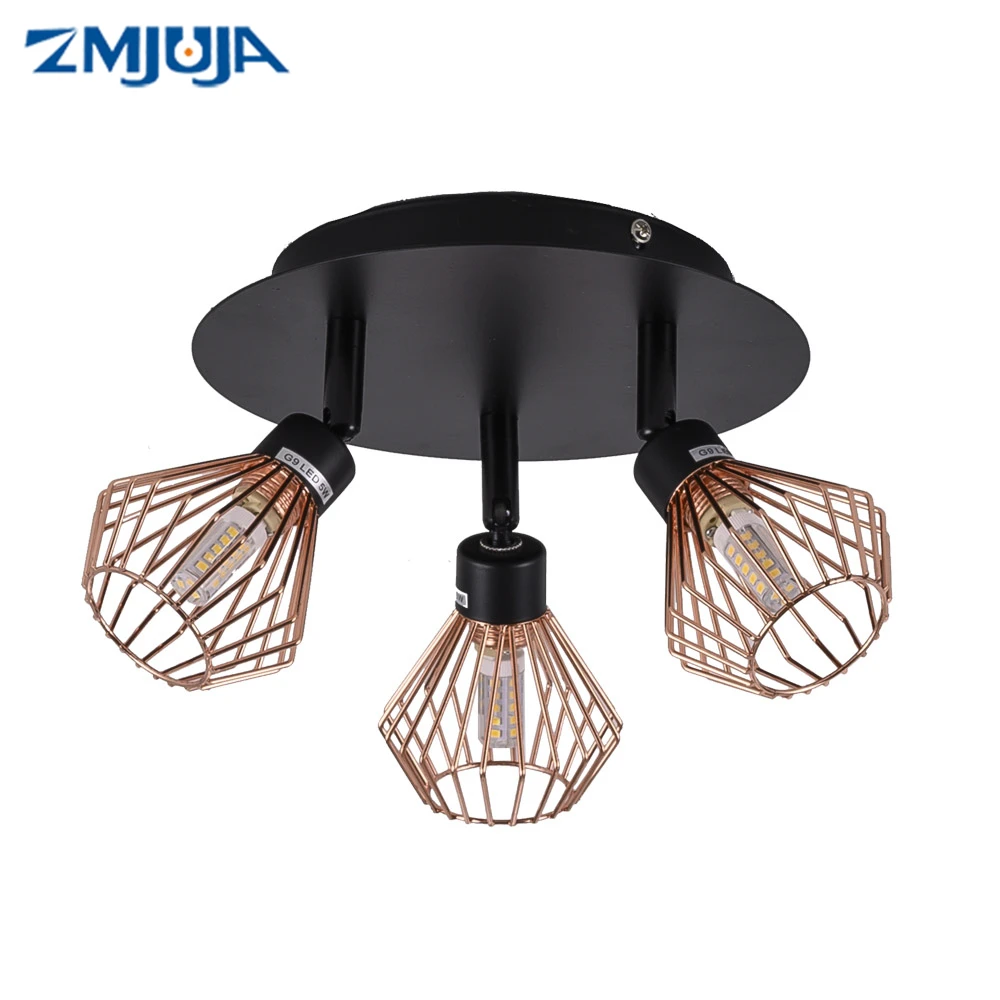 Вращающийся черный потолочный светильник освещение с креативной клеткой