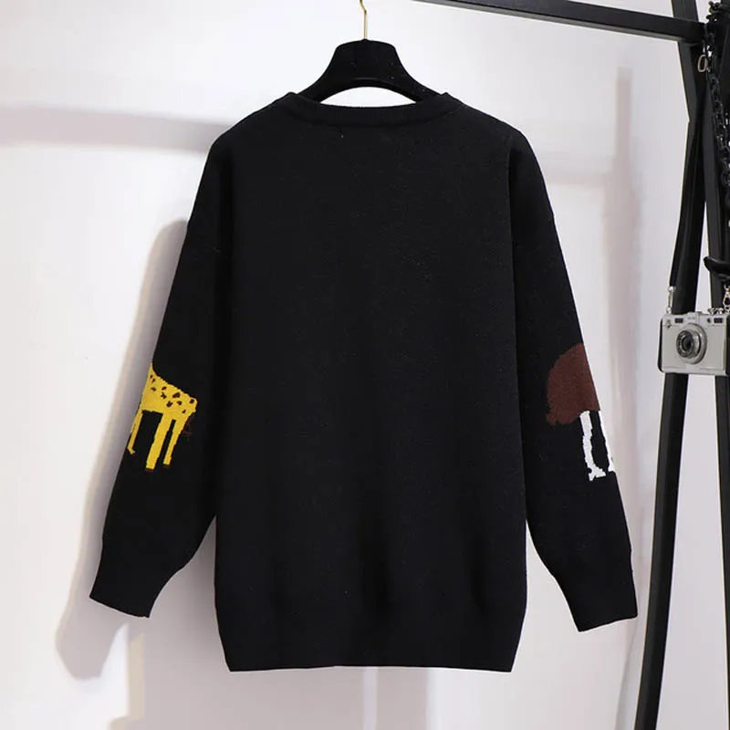 Осенне-зимний женский свитер размера плюс, обхват груди 150 см, 5XL, 6XL, 7XL, 8XL, 9XL, женский свитер черного цвета