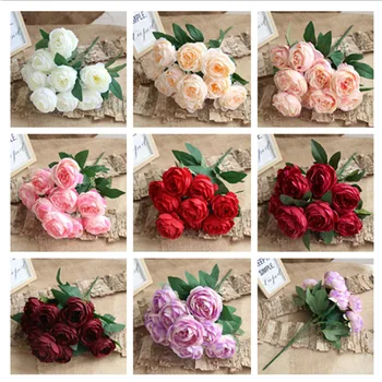 

10Pcs Fake Chinese Herbaceous Peony 19.69" Length Simulation Peonia for Wedding Home Decorative Artificial Flowers