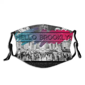 

protective mask with filter Hello Brooklyn Team Slogan Grand Central anti dust PM2.5 reuse adult teen child girl