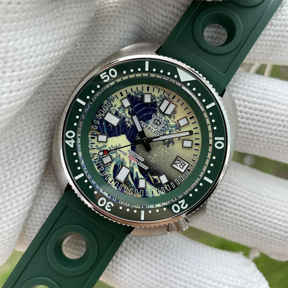 

Часы STEELDIVE Kanagawa для серфинга и плавания SD1970J, полностью светящиеся часы с керамическим циферблатом, японские автоматические механические мужские часы для дайвинга NH35