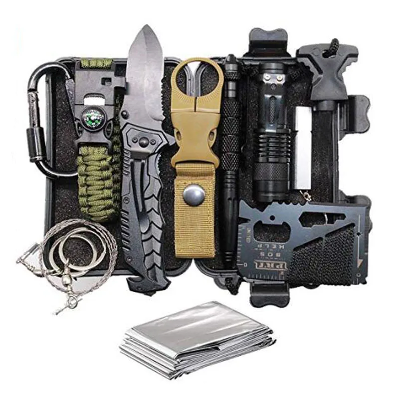 

11 in 1 Survival Kits Outdoor Gadget SOS EDC Emergency Tools with Knife Compass For Adventure Outdoors Sport