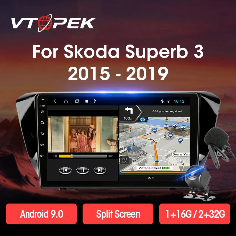 

Vtopek 2+32G 2din Android 9.0 T3L Car Radio Multimidia Video Player Navigation GPS For Skoda Superb 3 2015-2019 Head Unit 2 din