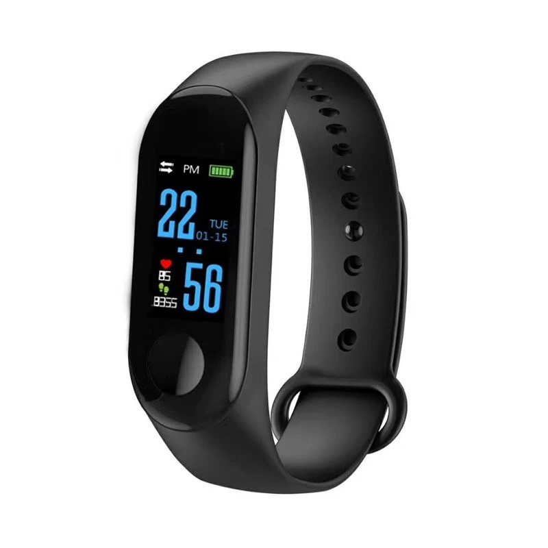 Спортивный умный браслет, браслет для здоровья, фитнес-трекер, кровяное давление, пульсометр, шагомер, умные часы для мужчин, Android iOS - Цвет: Черный