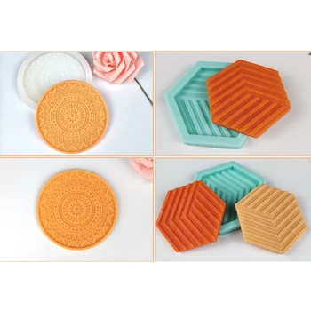 

DIY Round Coaster Silicone Molds for Resin Tea Mat Coaster Molds for Resin Casting Mold Diameter 11cm/10cm Colors Random