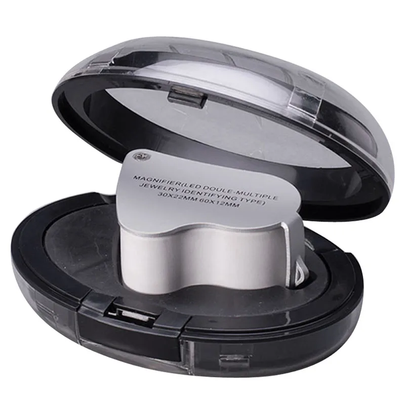 

60X 30X Glass Magnifying Magnifier Loop Jewelry Loupe with LED Light Hot L4MF