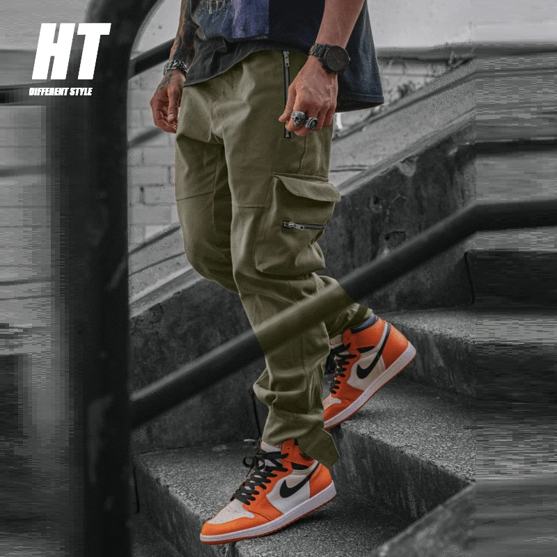 High Quality Green Cargo Pants Men Hip 