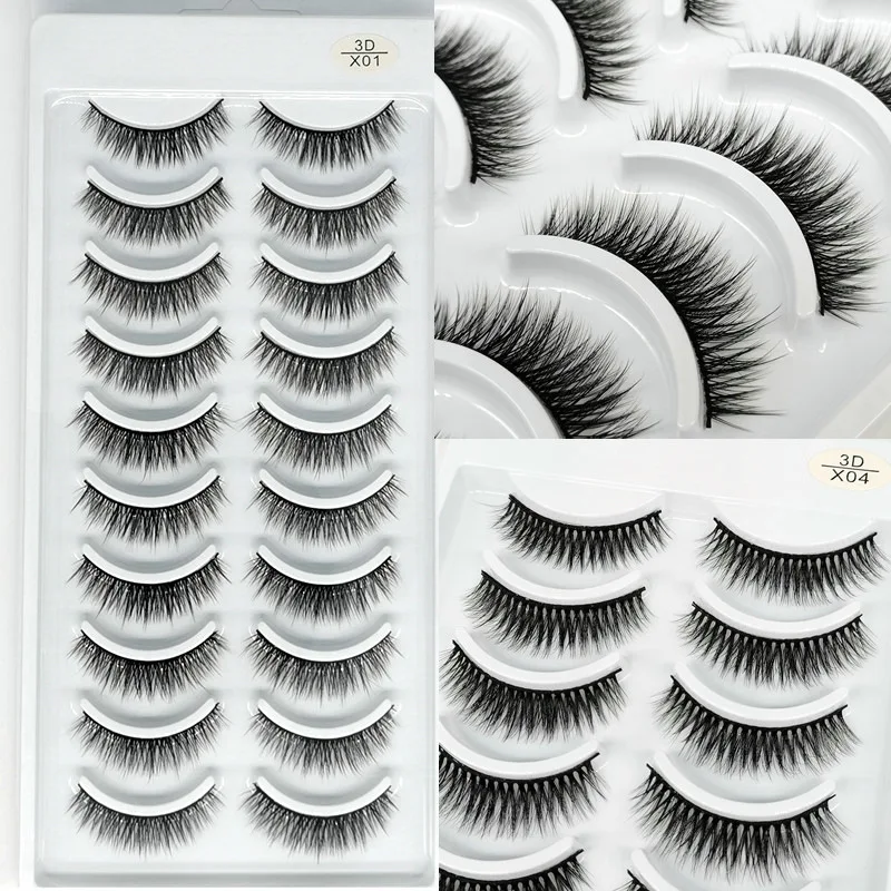 

False Eyelashes Makeup Kit New Natural 3d Mink 1/10 Pairs Lashes Strip Full 10 Long Hand Made 1 Pcs