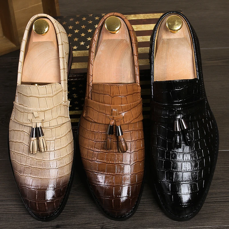 snake skin men leather shoes italian luxury elegant male dress tassel formal footwear designer oxford shoes for men moccasins (9)