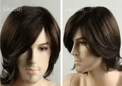 Новый модный мужской коричневый парик мужской парик