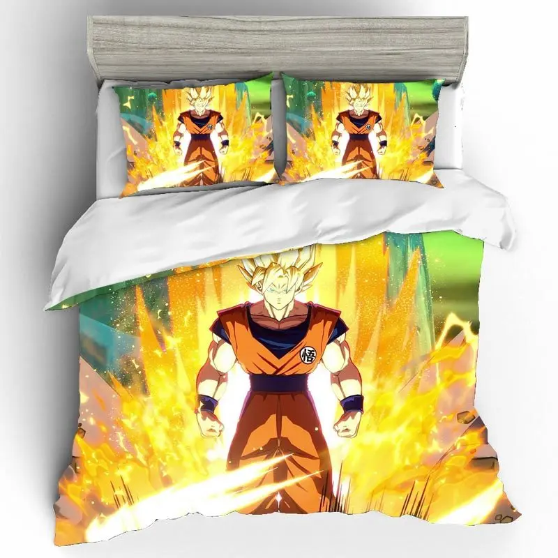 Домашний текстиль, Комплект постельного белья, 3D King size, Dragon Ball, Комплект постельного белья, хлопок, постельное белье, роскошные Edredones Y Conjuntos De Ropa De Cama