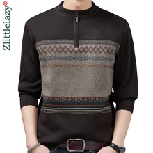Повседневный толстый теплый зимний вязаный свитер на молнии, Мужская одежда, трикотажный пуловер, вязаные мужские свитера, мужская мода 02158