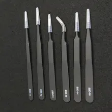 6pcs Anti Static Jewelry Making Maintenance Tool With Bag Straight Tip Tweezer Set Craft Stainless Steel Multifunction Portable