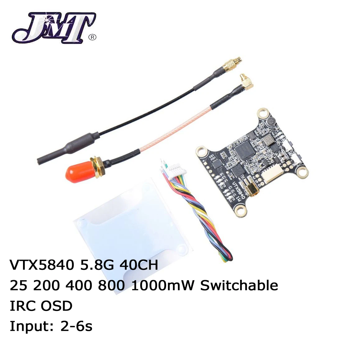 

JMT Long Range 5.8G 1W FPV Video Transmitter VTX 25/200/400/800MW 1000mW Switchable 2-6S High Power OSD for Toothpick RC Drone