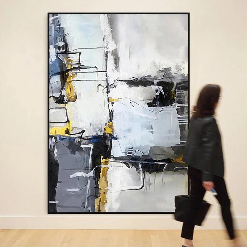

Hand-painted Oil Painting Decorative Painting The Living Room Modern Minimalist Black And White Abstract Backdrop Significantly