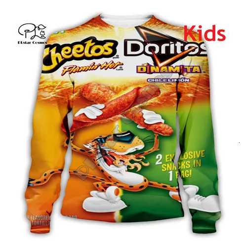 Семья Cheetos 3D мама папа Дети Толстовка с буквенным принтом унисекс пуловер с длинными рукавами Harajuku все печатные Cпортивные костюмы толстовки - Цвет: Kids Sweatshirt