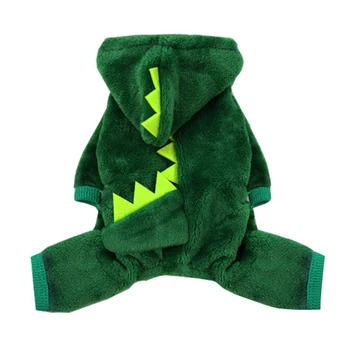 

Winter Cosplay Pet Jumpsuit Coral Velvet Autumn Fun Dogs Cats Halloween Costume Four Legs Warm Small Animals With Hood Dinosaur