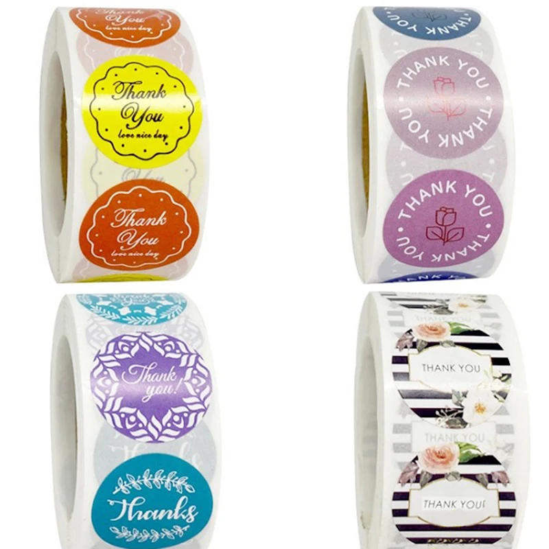 Thank You Sticker s Round Natural Kraft 500 ярлыков в рулоне милые наклейки для упаковки тортов