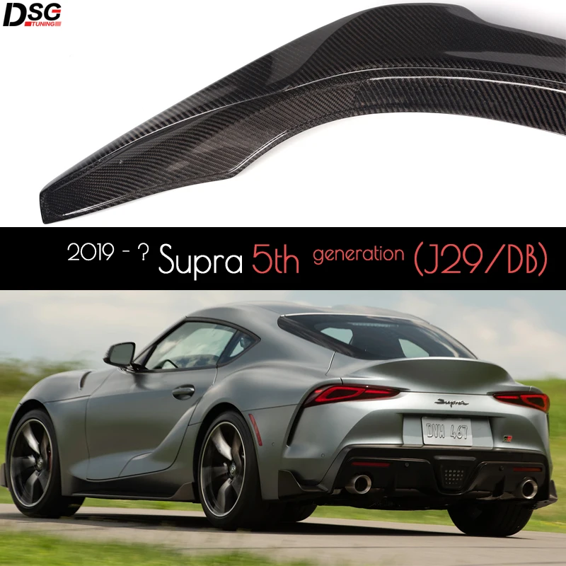 

High quality High-Kick Real Carbon Fiber Car Rear Trunk Spoiler Lip Boot Wing Lip Extension for Toyota Supra DB J29 2019+