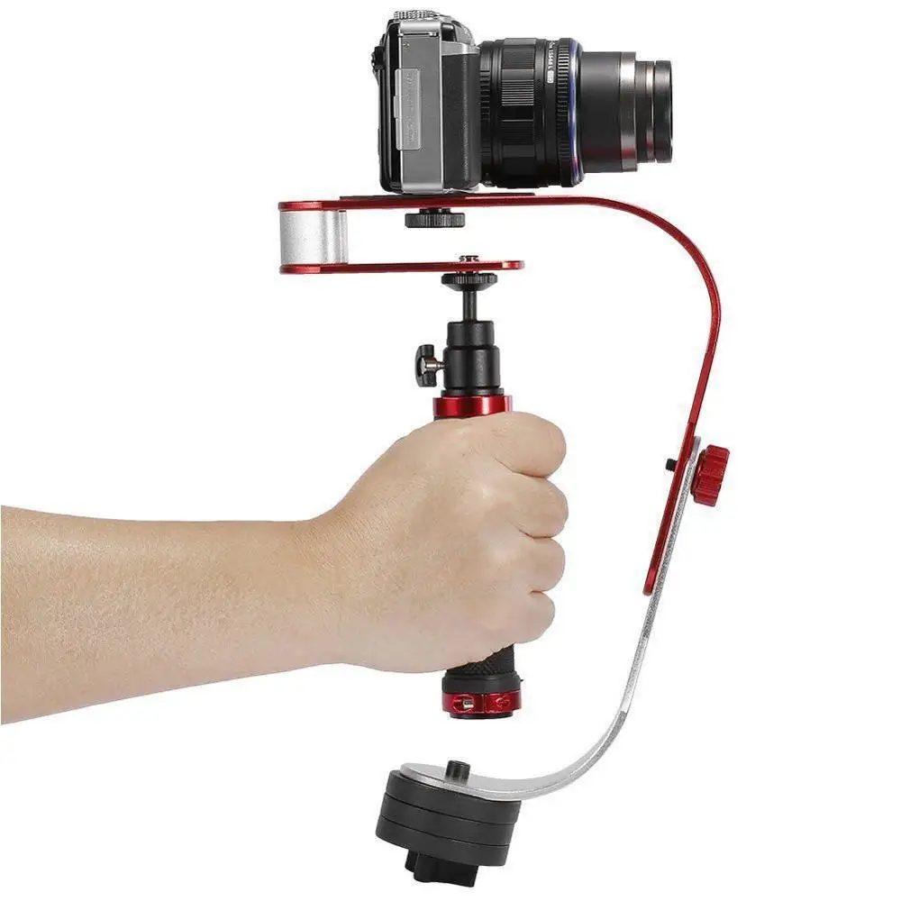 Стабилизатор видеокамеры с низкой профильная ручка для GoPro, смартфона, Canon, Nikon или любой камеры, поставляется с зажимом для телефона - Цвет: Красный
