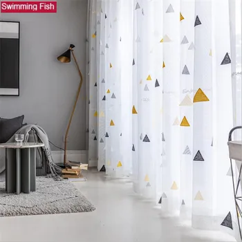 

Cartoon window screening Embroidered Tulle Children Curtain for Kids Bedroom Window Treatments Kitchen Curtains for Living Room