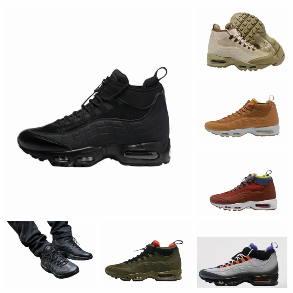 

2020 New Fashion Cushion Boots Black Green Brown Men's 95 Ankle Boots Hight Top 95s Sport Boots Men Shoes High quality