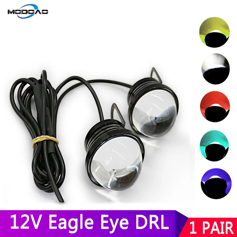 

2pcs Car Fog Light LED Daytime Running Light DRL Fog Lamp External Fish Led Eagle Eye Automobile Strobe Flash Lamp Reverse Light