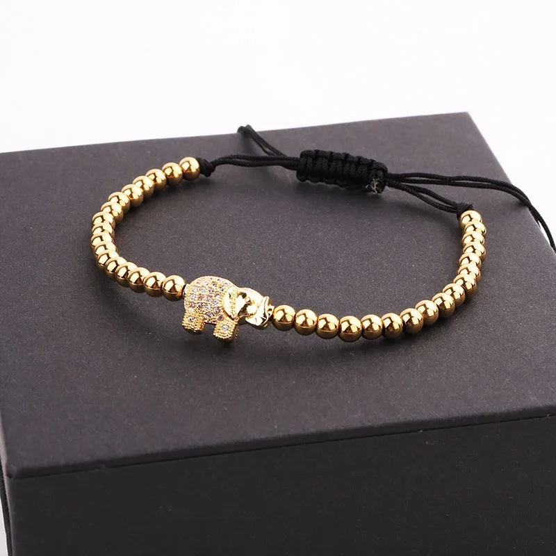 Men women Jewelry Bracelet CZ Pave Cute Elephant Charm Stainless Steel Beads Friendship Lucky Bracelet Gift - Image 4
