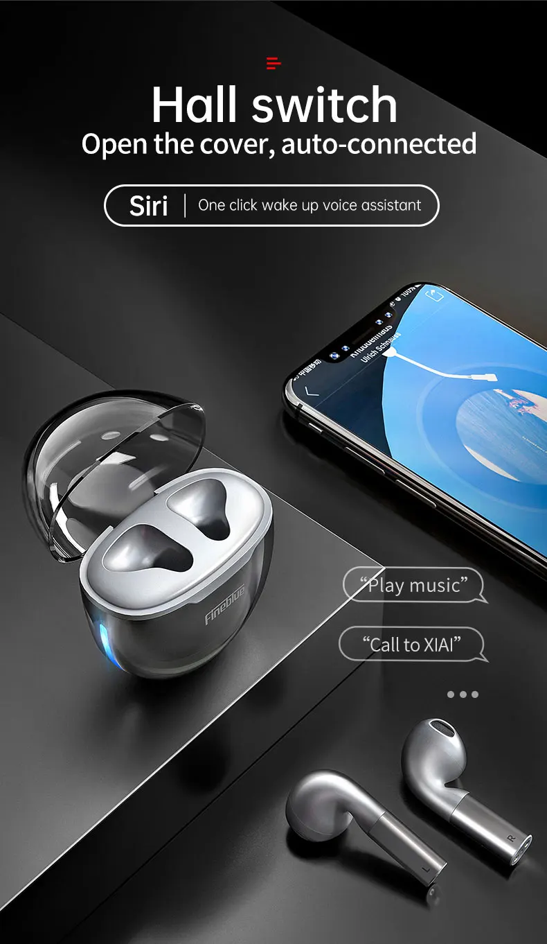 Fineblue F22 Pro True Wireless Earbuds with Charging Case HiFi Stereo Fingerprint Touch Control