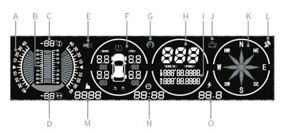 AUTOOL X91 3in1 HUD GPS Speedometer Slope Meter TPMS for All Vehicle Speed  Inclinometer Car Compass Pitch Tilt Angle Protractor