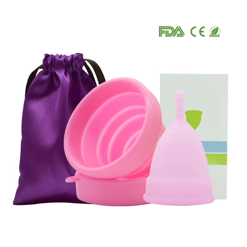 1pcs Menstrual Cup and 1pcs Sterilizer Cup Sterilizing Collapsible Cups to Clean Copa Menstrual Recyclable Foldable Cup - Цвет: Коричневый