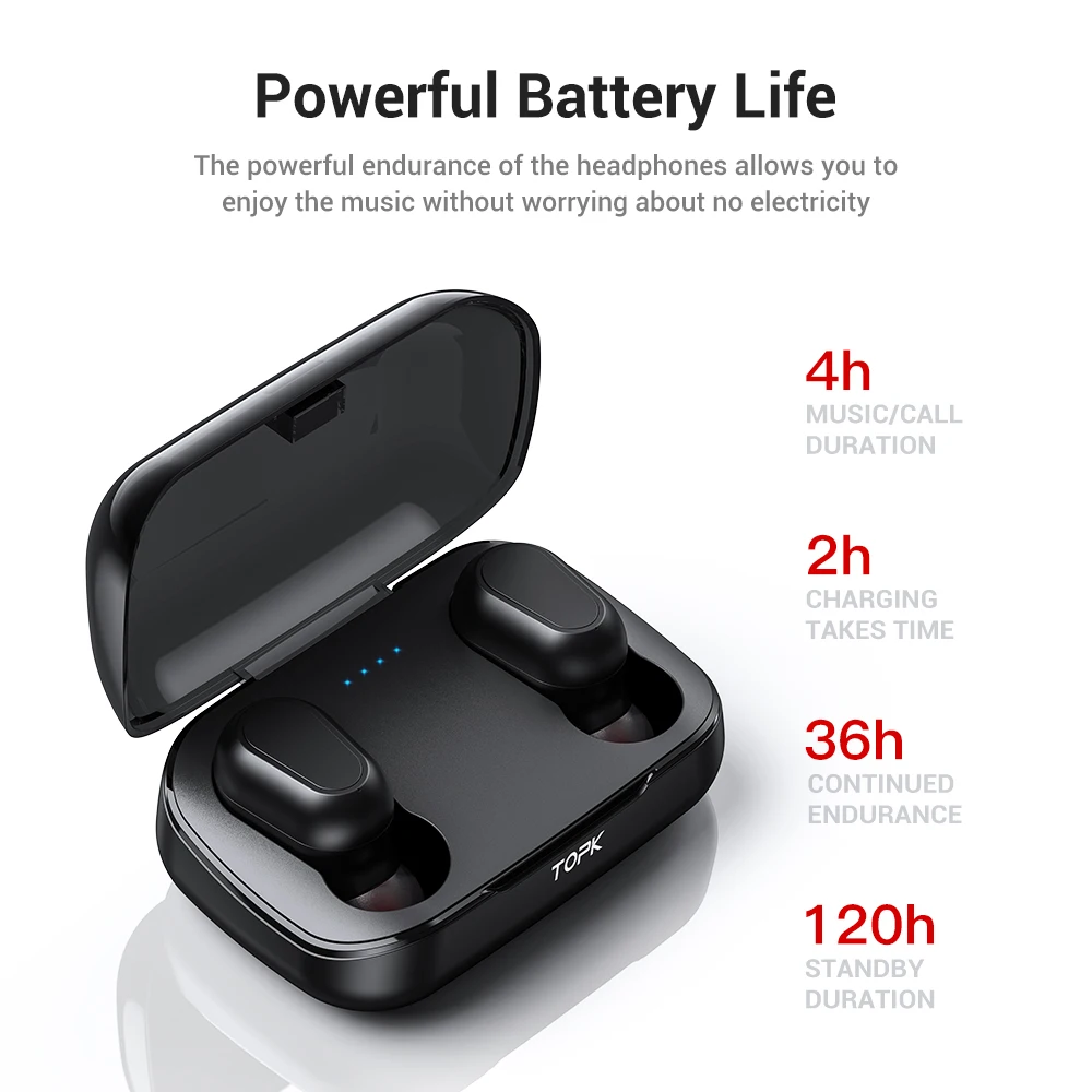 TOPK TWS Bluetooth 5.0 Wireless Bluetooth Headphones Earphones With Microphone Mini Cordless Earbuds for Xiaomi for Smart Phone
