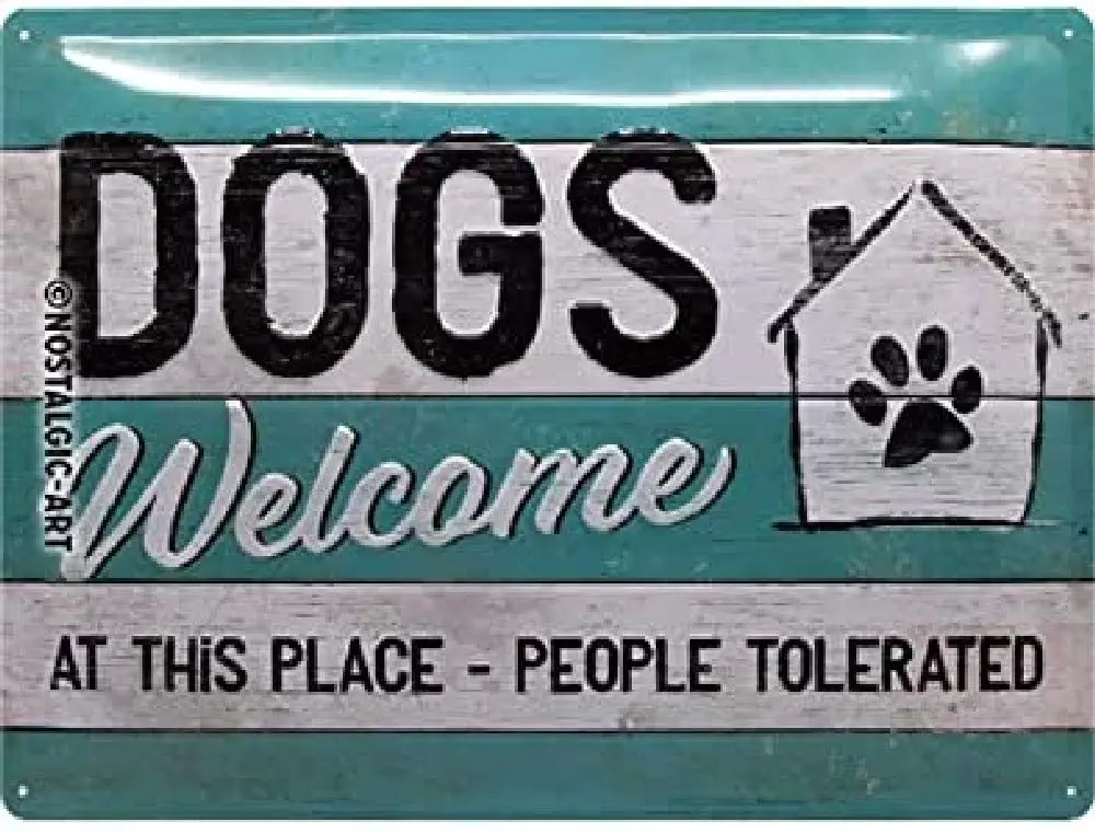 Nostalgic-Art Retro Dogs Welcome Tin Sign - Gift Idea for Dog Owners Metallic Vintage Design Decoration 30 x 40 cm | Дом и сад