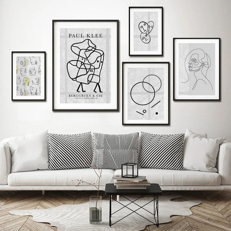 Line Faces Donna Canvas Painting Minimalista Paul Klee Art Poster Stampa Astratta Nordic Wall Art Picture Modern Interior Decor