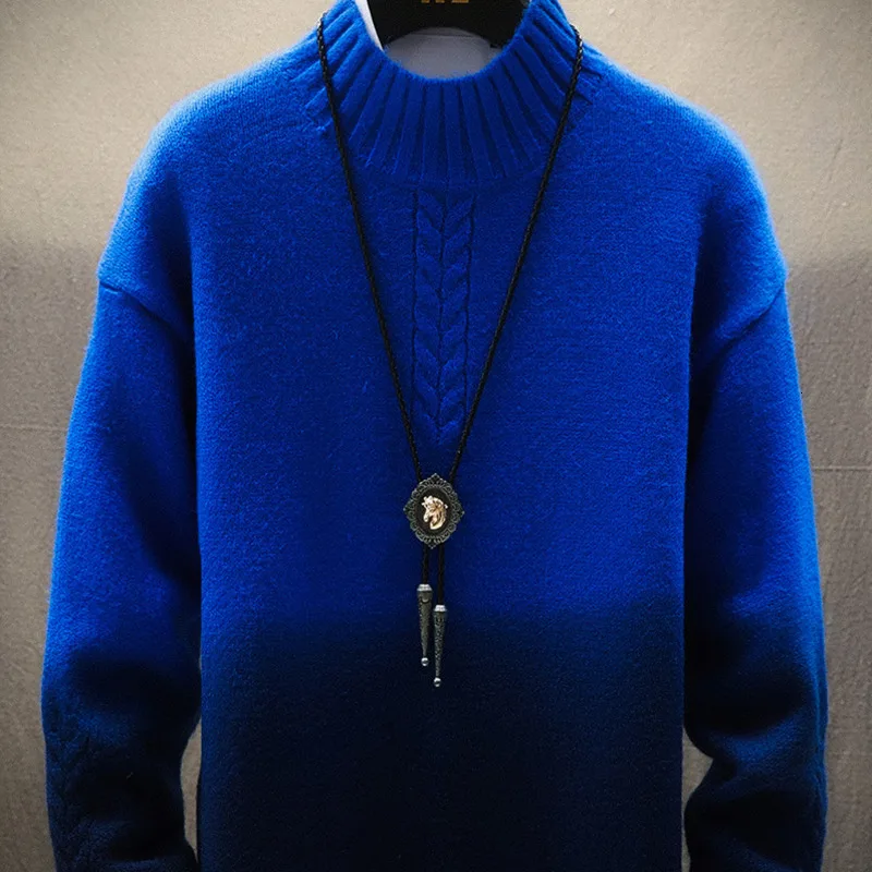 Winter Stand Collar Sweater Men Warm Fashion Tie Dyed Contrast Color Casual Knit Sweaters Loose Long Sleeve Pullover Men Sweter Winter Stand Collar Sweater Men Warm Fashion Tie Dyed Contrast Color Casual Knit Sweaters Loose Long Sleeve Pullover Men Sweter