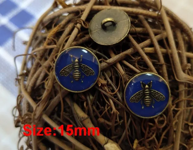 NO3 Size 15mm blue Новинка, 10 шт., Высококачественная модная разноцветная куртка с металлической Пчелкой, пальто на пуговицах, рубашка на пуговицах, Размер 15 мм, по всему миру - Цвет: NO3 Size 15mm blue
