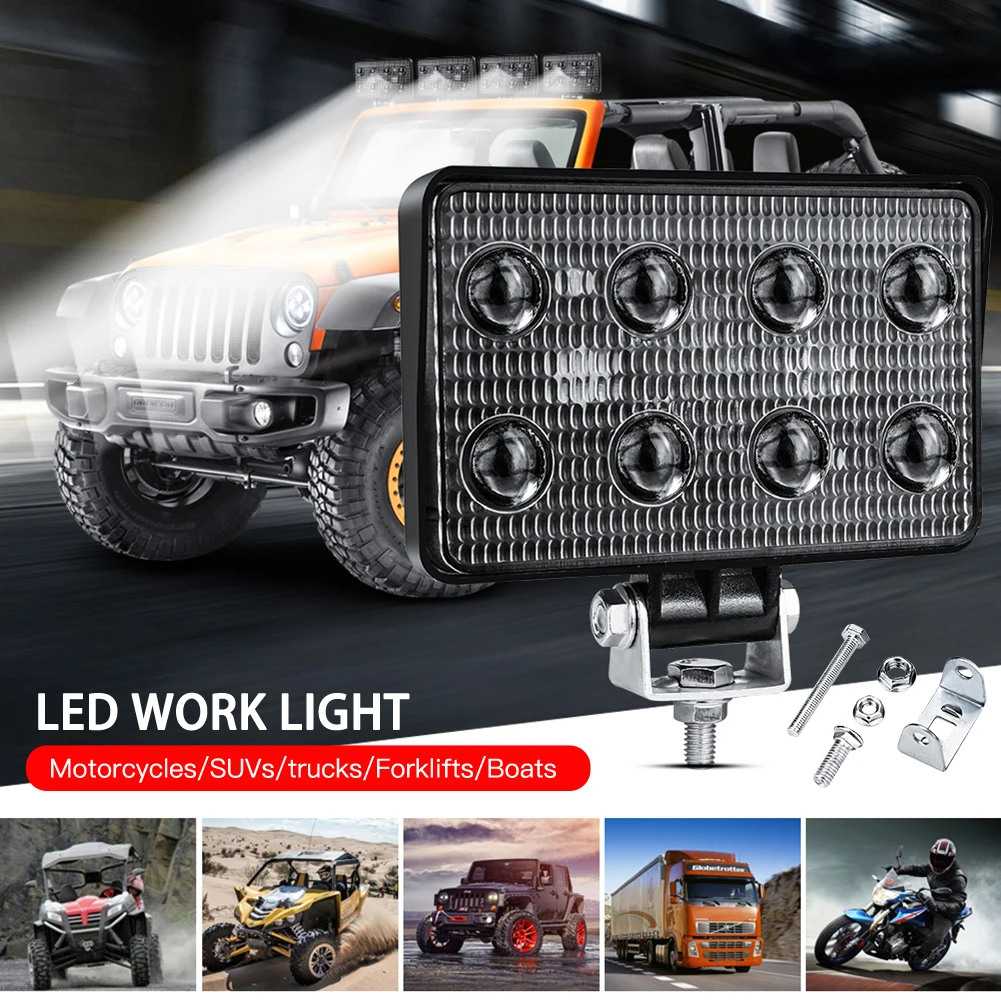 

Round 24W LED Work Light Spot Lamp Highway Offroad Driving 12/24V LED Work Lights for Jeep Motorcycle Truck Tractor Boat SUV UTE