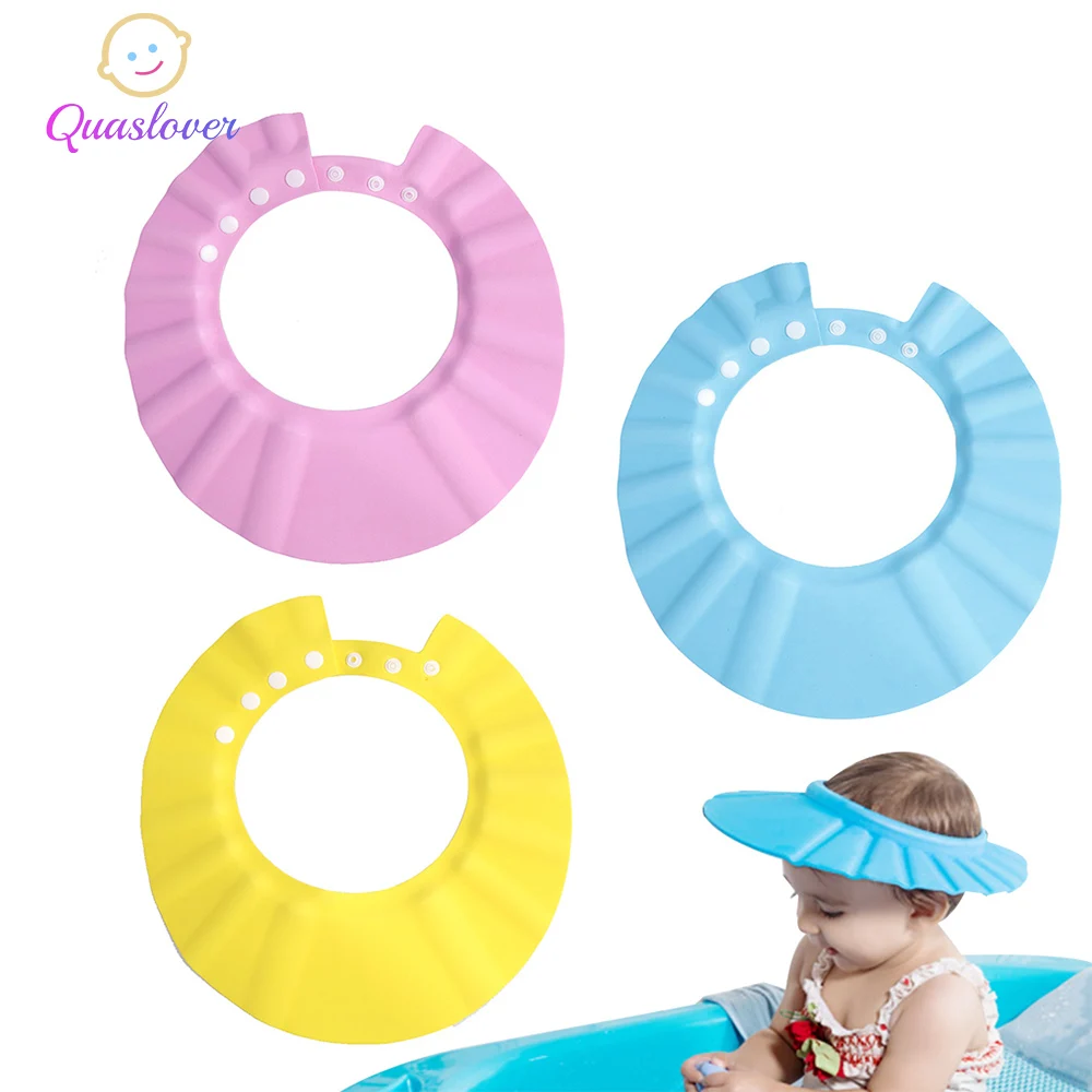 

Baby Shower Caps Shampoo Cap Kids EVA Soft Shower Cap Waterproof Adjustable Bath Hair Shield Protection Eye Hats for Children
