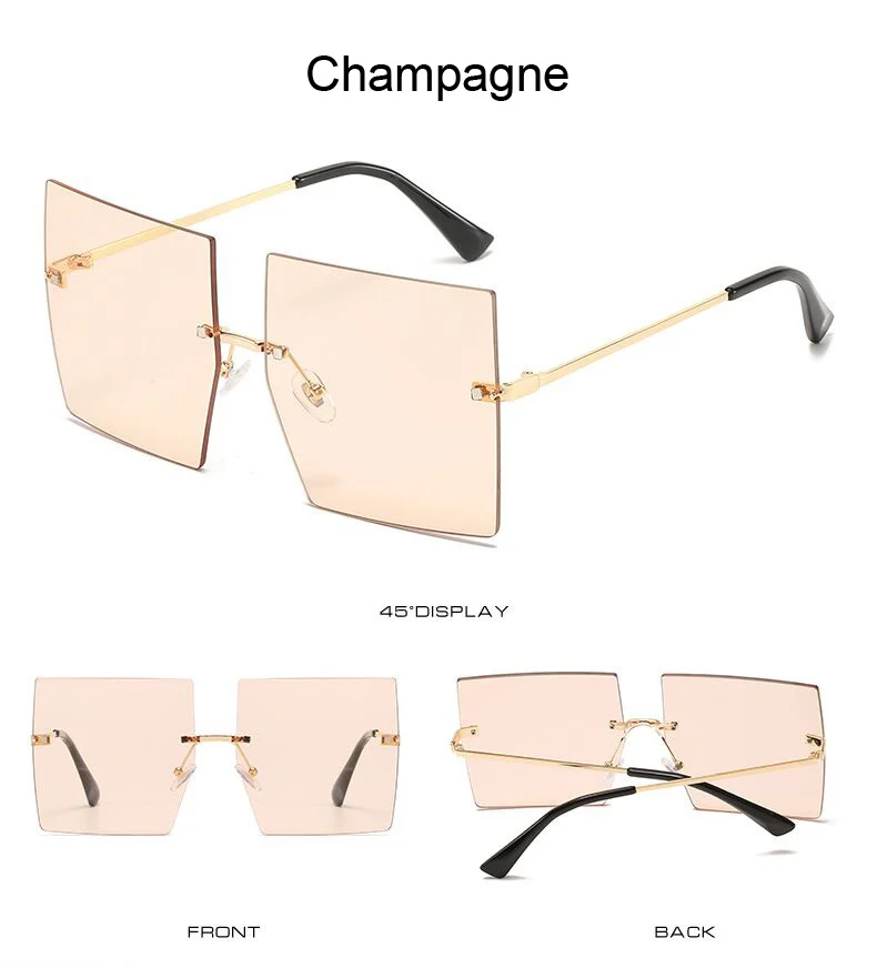 oversized square sunglasses Vintage Square Sunglasses Women Luxury Oversized Rimless Sun Glasses Shades Female Fashion Brand Designer Clear Oculos De Sol coach sunglasses