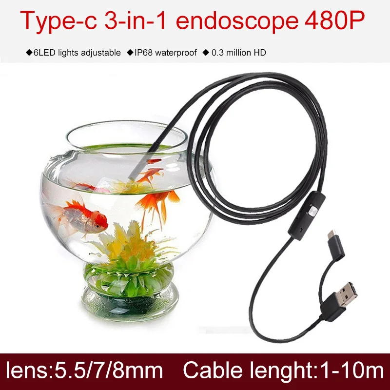 

micro visualizer usb type c ip67 endoscope waterproof pipe inspection snake camera for android video pipe inspection hard cable