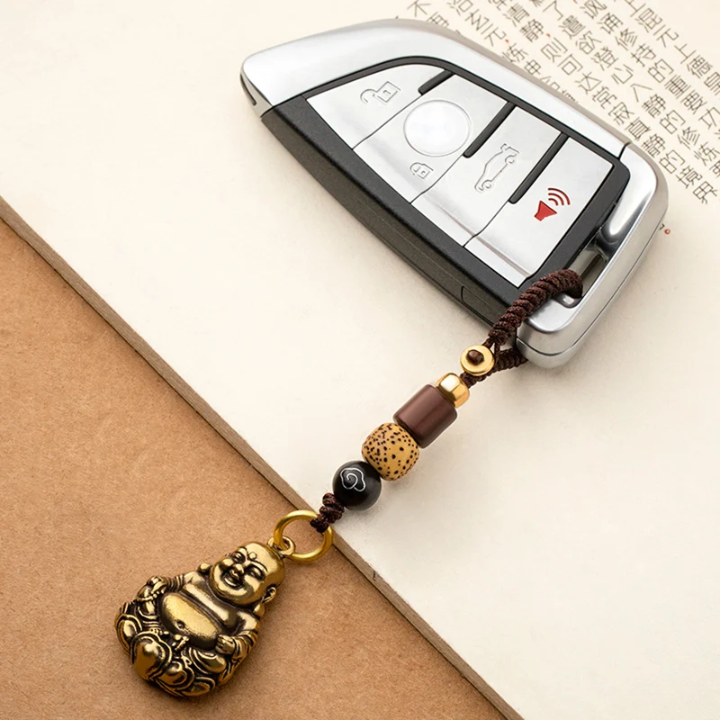 buddha tag keychain pendants brass (7)