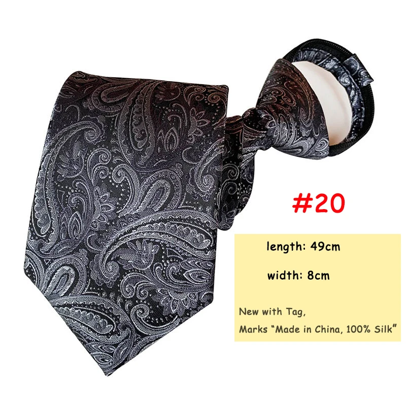 20 8CM Pre-tied Neck Ties For Men Adjustable Zipper Ties Striped Dots Paisley Men's Ties Bridegroom Party Dress Wedding Necktie - Цвет: 20