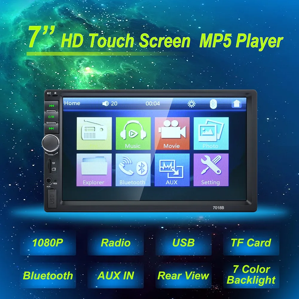 7 дюймовый HD bluetooth MP5 плеер TFT сенсорный экран FM радио заднее сиденье автомобиля видео USB/TF высокой четкости цифровой экран с сенсорным экраном