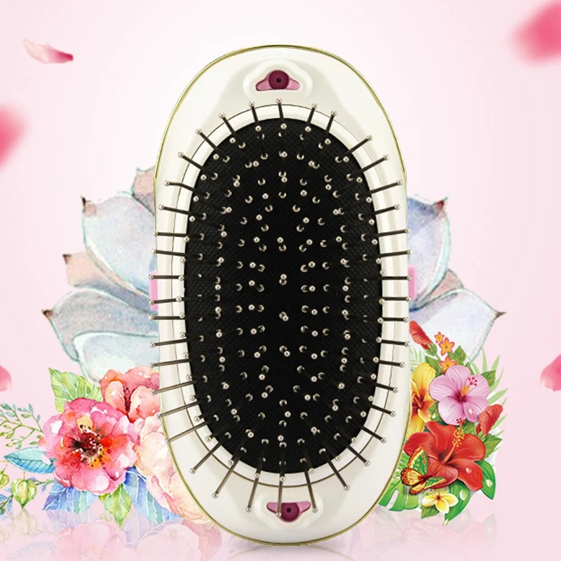 Portable Electric Ionic Hairbrush Takeout Mini Small Hair Magic Beauty Brush Comb Massage Home Travel Using Pink