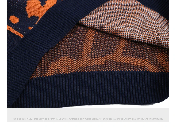 Original Trend Cartoon Cubs Knit Men / Women Loose Lazy Style Orange Sweaters Streetwear Personality Couples Knits