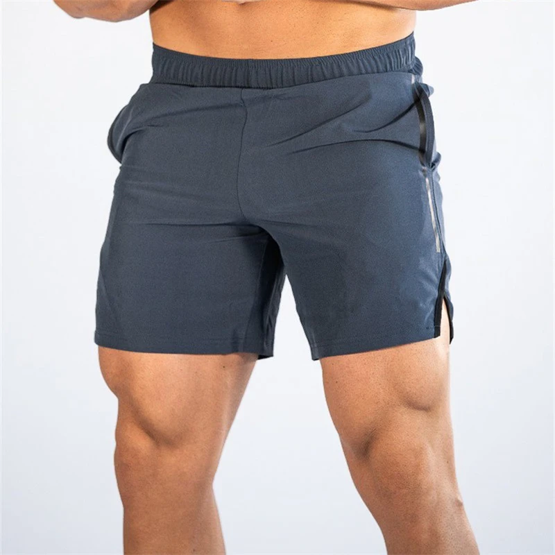 Navy blue Летние повседневные шорты, мужские шорты для спортзала, фитнеса, бегунов, воздухопроницаемость, быстросохнущие, модные пляжные шорты, спортивные штаны для бодибилдинга - Цвет: Navy blue