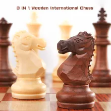 3 en 1 en bois International jeu d'échecs en bois jeux d'échecs dames jeu de Puzzle engagé cadeau d'anniversaire pour enfants échiquier